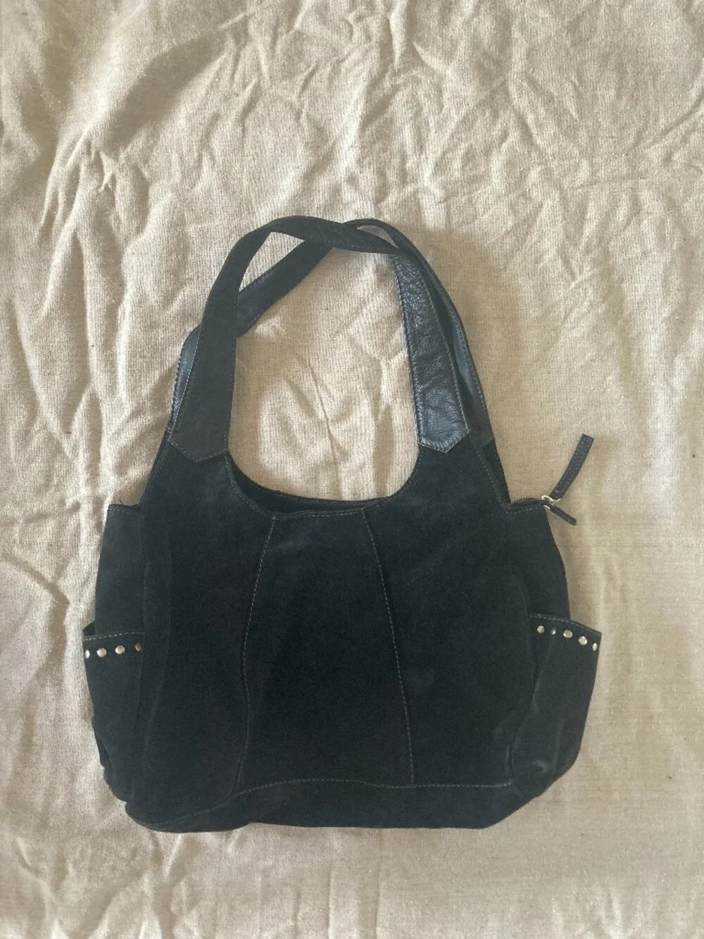 J. Jill vintage black suede and leather hobo bag studs